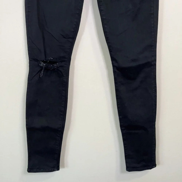 Mother Distressed Knee High Rise Black Looker Jeans - Picture 6 of 14